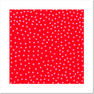 Pink Polka Dot Spots on Red Pattern Posters and Art